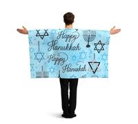 Vortithora Mantello con bandiera ebraica a tema Hanukkah con maniche per adulti, mantello indossabile in poliestere, mantello leggero per fan sportivo per il giorno del gioco, feste in bar e feste di