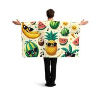 Vortithora Mantello con bandiera tropicale-frutta-partito con maniche per adulti, mantello indossabile in poliestere, mantello leggero per fan sportivo per il giorno del gioco, feste in bar e