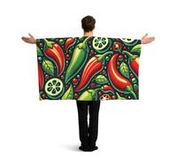 Vortithora Mantello con bandiera vegano-peperoni-rosso-verde con maniche per adulti, mantello indossabile in poliestere, mantello leggero per fan sportivo per il giorno del gioco, feste in bar e