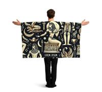 Vortithora Mantello della bandiera dell'antico Egitto-Dio con maniche per adulti, mantello indossabile della bandiera del poliestere, mantello leggero del fan dello sport per il giorno del gioco, le