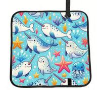 Vortithora Narwhal-And-Starfish Cuscino pieghevole per sedile da stadio impermeabile portatile Bleacher Pad Piccolo tappetino da campeggio per campeggio viaggi eventi sportivi all'aperto