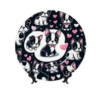 Vortithora Puppy-Boston-Terrier-Love - Piatto decorativo da 25,4 cm con supporto, elegante piatto da parete per decorazione domestica