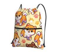Vortithora Shiba-Inu-Akita - Zaino casual con coulisse e tasca con cerniera, borsa sportiva con coulisse per palestra e uso quotidiano