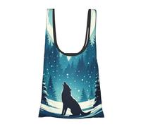 Vortithora Wolf-Howling-Forest, borsa per la spesa riutilizzabile, pieghevole, borsa della spesa portatile per uso quotidiano