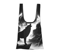Vortithora Wolf-Howling-Thunderstorm-Power, borsa per la spesa riutilizzabile, pieghevole, borsa della spesa portatile per uso quotidiano