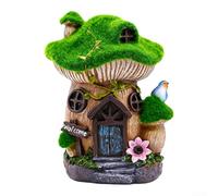 Vortiva Casa del fungo solare della resina resistente alle intemperie per | Illuminazione automatica dal tramonto all'alba, a energia solare, nessun cablaggio necessario, finitura verde floccata