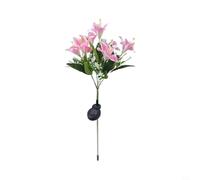 Vortiva Nuovo LED a energia solare da esterno sette teste per Lily Ground | Per palo decorativo solare, per decorazione esterna in stile giglio, paletto solare a 7 teste blu per petalo bagliore caldo