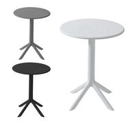 VORTIVO Tavolo da giardino bianco resistente alle intemperie, piccolo e stabile - Tavolo da balcone rotondo Ø 60 cm in plastica (PP), altezza 76 cm, per giardino, terrazza, balcone