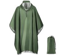 Vortix Poncho impermeabile da uomo e da donna, riutilizzabile 3 in 1, impermeabile, impermeabile, impermeabile, unisex, per campeggio, escursionismo, verde, M