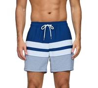 Vorvowry Costume Uomo Mare Asciugatura Rapida Estivo Stampato Boxer Mare Pantaloncini con Traspirante Fodera in Rete Tasca con Cerniera Costumi da Bagno Strisce Multicolori M