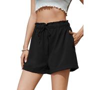 Vorvowry Pantaloncini Donna Estivi Eleganti Shorts Leggeri e Traspiranti con Vita Elastica e Tasche Bermuda Donna Estivi Casual Nero L