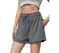 Vorvowry Pantaloncini Donna Estivi Eleganti Shorts Leggeri e Traspiranti con Vita Elastica e Tasche Bermuda Donna Estivi Casual Grau L