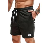 Vorvowry Pantaloncini Uomo Shorts Estivi Bermuda Uomo con Tasche Leggeri Morbido Comodo Velluto a Coste Casual Pantaloni Corti Uomo Nero XXL