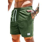 Vorvowry Pantaloncini Uomo Shorts Estivi Bermuda Uomo con Tasche Leggeri Morbido Comodo Velluto a Coste Casual Pantaloni Corti Uomo Verde L
