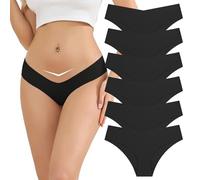 Vorvowry Perizoma Donna Cotone Vita Bassa Mutande, Morbido Traspirante Senza Cuciture Slip, Un Pezzo Identico Brasiliana Tanga Donna 6 Pezzi Multicolore XL A-6 Nero
