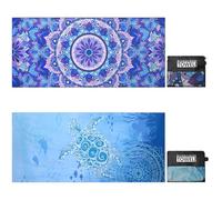 Vorvowry Telo Mare Grande Microfibra Uomo Donna Leggero Asciugatura Rapida Asciugamano Mare Telo Spiaggia Antisabbia con Borsa in Rete 80×180cm B Tartaruga + Mandala Viola 2PC