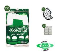 VORWERK FOLLETTO KOBOLD KIT PER VK140 VK 150 12 SACCHETTI 12 PROFUMINI 2 GRIGLIE