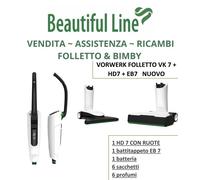 VORWERK FOLLETTO VK7S SENZA FILO MULTIFUNZIONE EB7s SPAZZOLA HD7S 24M 2 BATTERIE