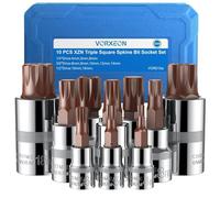 VORXEON 10PCS Chiavi XZN, Chiavi a Bussola Triple Square per 1/4'' 3/8'' 1/2'' Chiave Dinamometrica, Inserti per Avvitatore a Batteria, M4 - M18, in Acciaio Legato CR-V e S2, per Riparazione Moto Auto