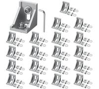 VORXEON 20PCS Staffa Angolare a L per Fissaggio da 30 x 30mm con Viti e Dadi per Nut8 M6 Profilo in Alluminio, Connettori Angolari in Alluminio per Progetti fai da te, Stampante 3D CNC
