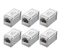 VORXEON Accoppiatore RJ45 Doppia Femmina, 6PCS Estensione Cavo di Rete 10Gbps, Prolunga Cavo Ethernet con Schermatura STP in Ottone, Compatibile con Cat7/Cat6/Cat5e per Ufficio/Casa - Grigio