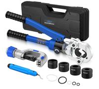 VORXEON Set 8-Ton Pinza Idraulica con Tagliatubi e Sbavatore, 4 Matrici TH (16/20/26/32mm), Pistola a Pressa Professionale per Tubi Condotti in Plastica Alluminio PEX PB, Testa Girevole 360°