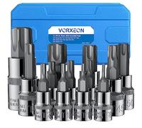 VORXEON Set di 13 Chiavi a Bussola Torx da T8 a T70, in Acciaio Legato CR-V e S2, per Chiavi Dinamometriche 1/4" 3/8" 1/2", Riparazione Moto e Auto