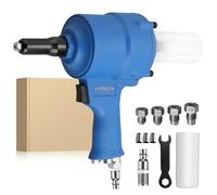 VORXEON Set Rivettatrice Pneumatica Autoaspiranti, Forza di Trazione 1000KGF Con 4 Bocchette (2,4 mm, 3,2 mm, 4,0 mm, 4,8 mm) Pistola Rivettatrice ad Aria Compressa per Uso Domestico