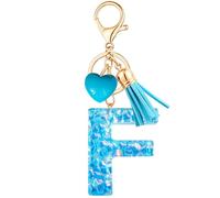 Vorysum Nappa Portachiavi Donna Blu Cuore Portachiavi Con Lettera Iniziale Moderno Portachiavi Regalo Donna Portachiavi Decor per Borsa Zaino-F