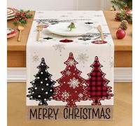 Vorysum Runner Tavola Albero di Natale Rosso Verde Decorazioni Natalizie Lanterna Centrotavola Natalizio Tovaglia Natale Runner da Tavolo Moderno Runner Autunnale Centro Tavola Natalizio 33 x 183 cm