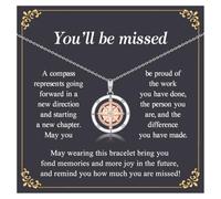VOSAP Collana con bussola da donna, regalo di laurea per colleghe e donne, Regolabile, Metallo, Non pietra preziosa