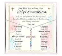 VOSAP Regalo per battesimo, comunione, cresima, per ragazze, con croce in zirconia cubica colorata, regalo per battesimo, per ragazze, figlia, nipote, sorella, nipote, Zirconia cubica