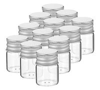 VOSAREA 12 mini bottiglie di vetro con coperchio da 5 ml, piccole fiale trasparenti da riempire, bottiglie di vetro con tappo a vite, bottiglie vuote in vetro per conservare matrimoni