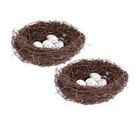 VOSAREA 12 Pezzi Nido Artificiale Decorativo, Set Rustico Uova | Rattan e Schiuma Imitazione, Accessori per Tavolo e Mensola, Scenografia per Casa, Foto e Vetrine