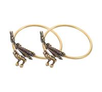 VOSAREA 2 Pezzi Bracciale Rigido Vintage in Ottone Regolabile, Design Boho | Finitura Oro, Motivi Multicolori con Animali e Nuvole, Leggero e Resistente All’ossidazione, per Festival e Nozze