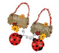 VOSAREA 2 Pezzi Coccinella Emblemi di di Benvenuto Appendiabiti Decor Ghirlanda Segni della Porta D'Ingresso Porta D'Ingresso Gancio Segni Benvenuto Porta Appendiabiti
