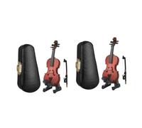 VOSAREA 2sets Miniatura Legno Di Violino Realistico Per Decorazione Da Scrivania Adornare Ambienti Musicali e Festivi Con Archetto e Scatola Inclusa
