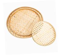 VOSAREA 3 pezzi Cesti Intrecciati in Bamboo Naturale per Cucina Multiuso con Dimensioni Portapane e Vassoio per Frutta e Verdura Facili da Pulire e Organizzare