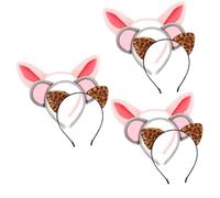 VOSAREA 3 Set Copricapo Di Orecchie Di Animali Fascia Dell'orecchio Del Leopardo Fasce Per Le Orecchie Del Topo Cerchio Di Pelo Di Maiale Cerchi Per Tessuto 3 Pezzi * 3