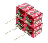 VOSAREA 4 Pezzi Scatole Regalo Piccole Natalizie Rosse con Fiocco Glitter Appese Decorazioni Riutilizzabili per Feste e Lavoretti Creativi