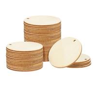 VOSAREA 50pezzi Cerchi Di Legno Foro Per Decorazioni Fai Da Te e Scrapbooking Per Tag Abbellimenti e Progetti Creativi