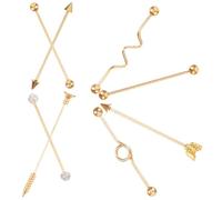 VOSAREA 8 pezzi Orecchini Industriali da Uomo e Donna Barretta Vite Freccia in Acciaio Inossidabile Dorato Piercing Moda Sicuro e Durevole Design Semplice e Superficie Liscia per Uso