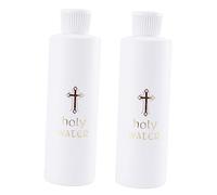 VOSAREA Bottiglia Di Acqua Santa Benedetta 2 Pezzi in Plastica Con Coperchio a Becco Per Chiesa - Ideale Per Acqua Di Lourdes e Cerimonie Religiose - Design Con Croce Esorcismo
