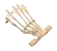 VOSAREA Bracciale Mano Scheletro Metallo Leggero con Dita Teschio Punk Regolabile per Halloween e Cosplay Accessorio Gotico Vintage Uomo e Donna