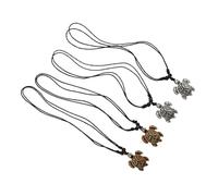 VOSAREA Collana 4 Pendenti Tartaruga in Resina Bianca e Marrone Ciondoli Strass Decorativi Gioielli Donna Eleganti per Scrapbooking Portachiavi e Uso Quotidiano