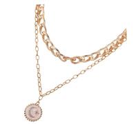 VOSAREA Collana Donna Doppio in Lega con Ciondoli a Forma di Mezzaluna e Stella Design Regolabile e Classico Gioiello Clavicola Elegante per Ogni Occasione