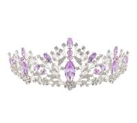VOSAREA Coroncina Sposa Porpora in Lega di Zinco e Strass Design Brillante, Accessorio per Chioma da Ragazza per Compleanni e Matrimoni
