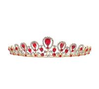 VOSAREA Fascia Corona Barocca Raffinata Pietra a Goccia Rossa per Sposa e Feste, Accessorio Chioma Design Classico Barocco e Brillantezza Duratura
