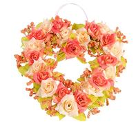 VOSAREA Ghirlanda Cuore Fiori Artificiali Realistici Per Decorazioni Di Matrimonio e Feste Facile Da Installare Colore Rosso Adatta Per Casa e Negozi