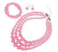 VOSAREA Gioielli Donna con Collana Bracciale e Orecchini Perle Rosa Design Elegante e Delicato per Look Raffinato e Regalo Speciale
